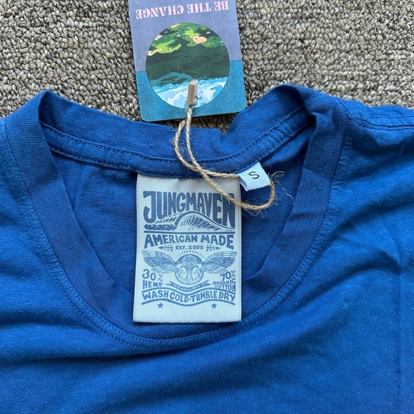 Jungmaven Basic blue short sleeve Tshirt in size small, hemp/cotton - Picture 2 of 3